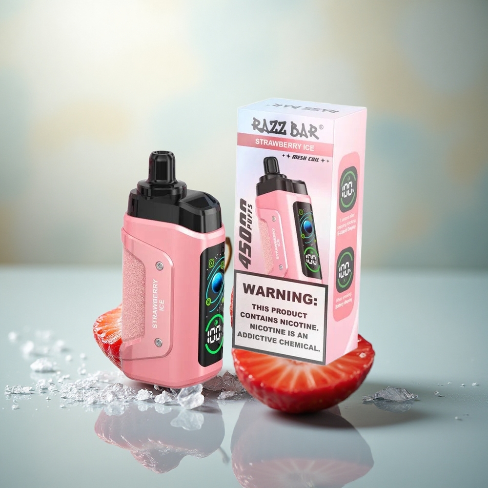 Razz Bar 45000 Puffs Aardbei IJzer met Mesh Coil en Type-C Opladen