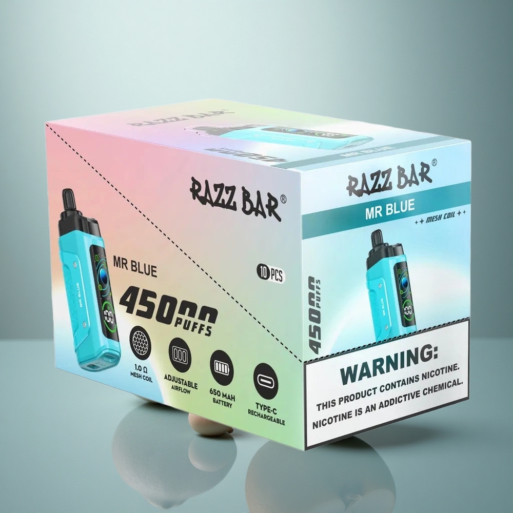 Razz Bar 45000 Puffs Herr Blauw 1.0 Ohm Mesh Luchtstroom