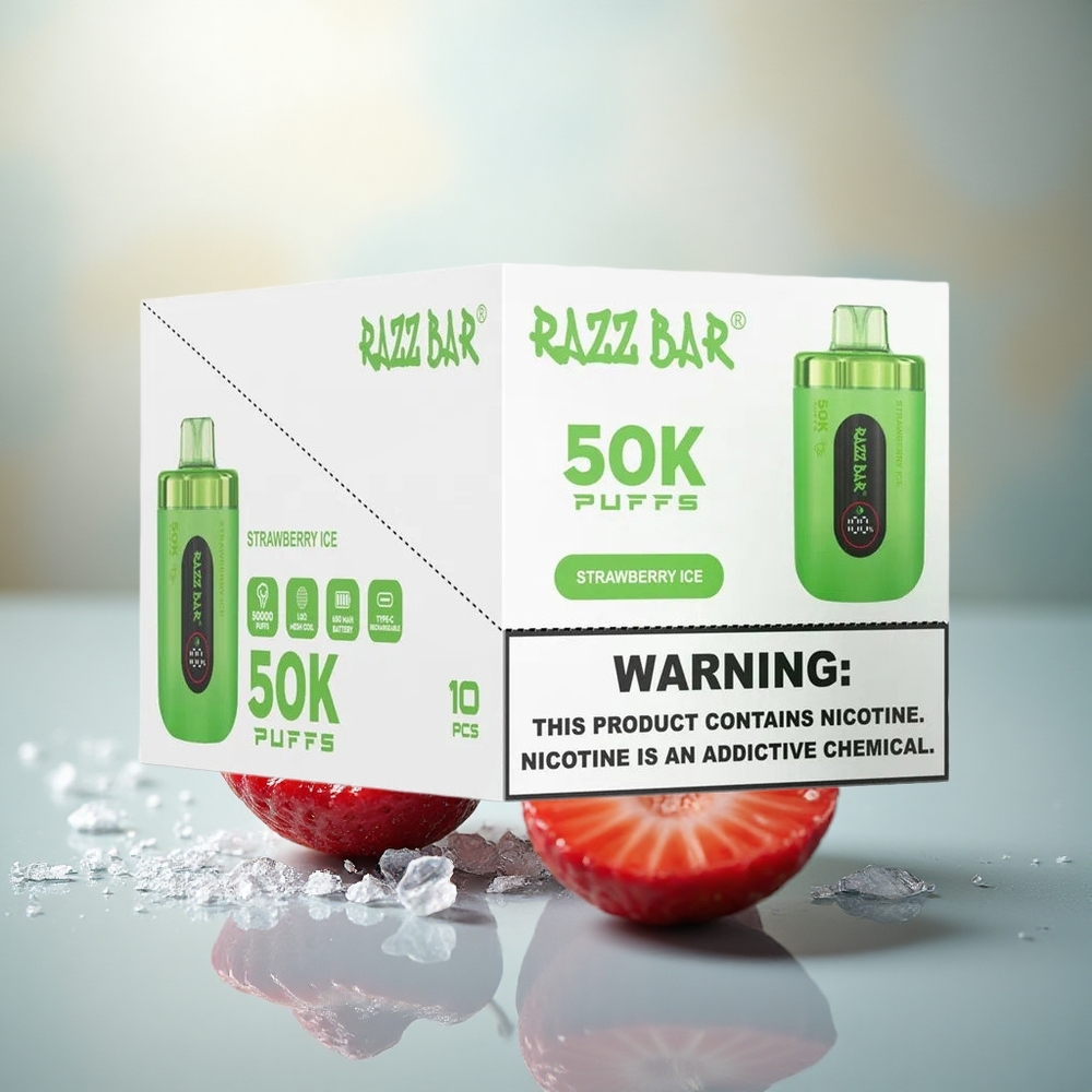 Razz Bar 50K Puffs Aardbei IJs Type-C 2% Mesh