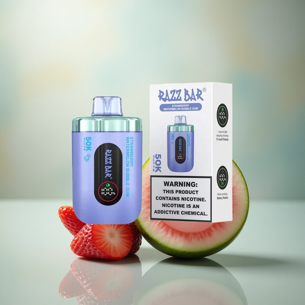 Razz Bar 50K Puffs Aardbei Watermelon Kauwgom Mesh Type-C 2%