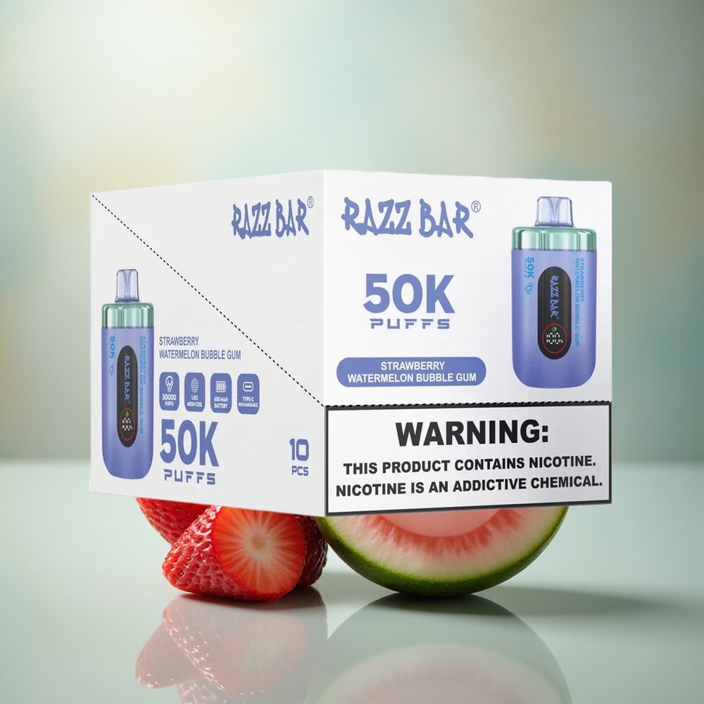 Razz Bar 50K Puffs Aardbei Watermelon Kauwgom Mesh Type-C 2%