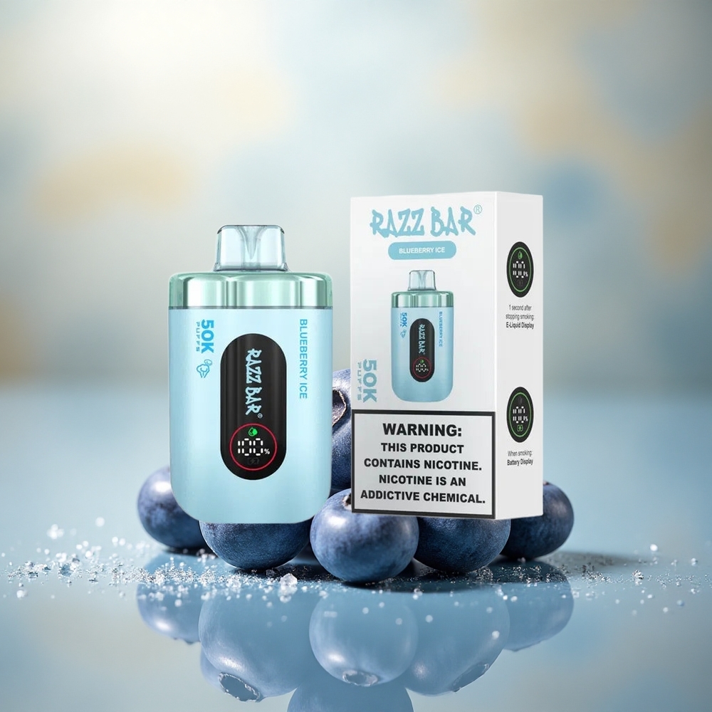 Razz Bar 50K Puffs Blauwebessen IJs Type-C 2% Mesh