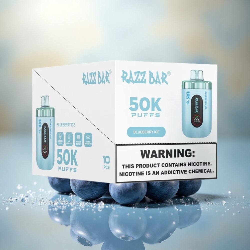 Razz Bar 50K Puffs Blauwebessen IJs Type-C 2% Mesh