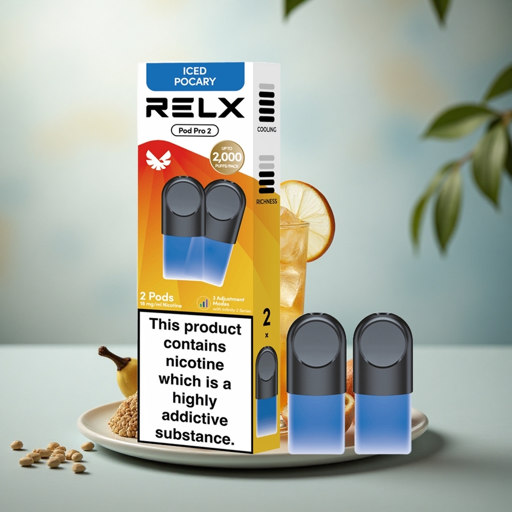 Relx Pod Pro 2 Vape Device Drank-IJs Pocary 18mg/ml 1.9ml 2-Pods Boost Mode 8W