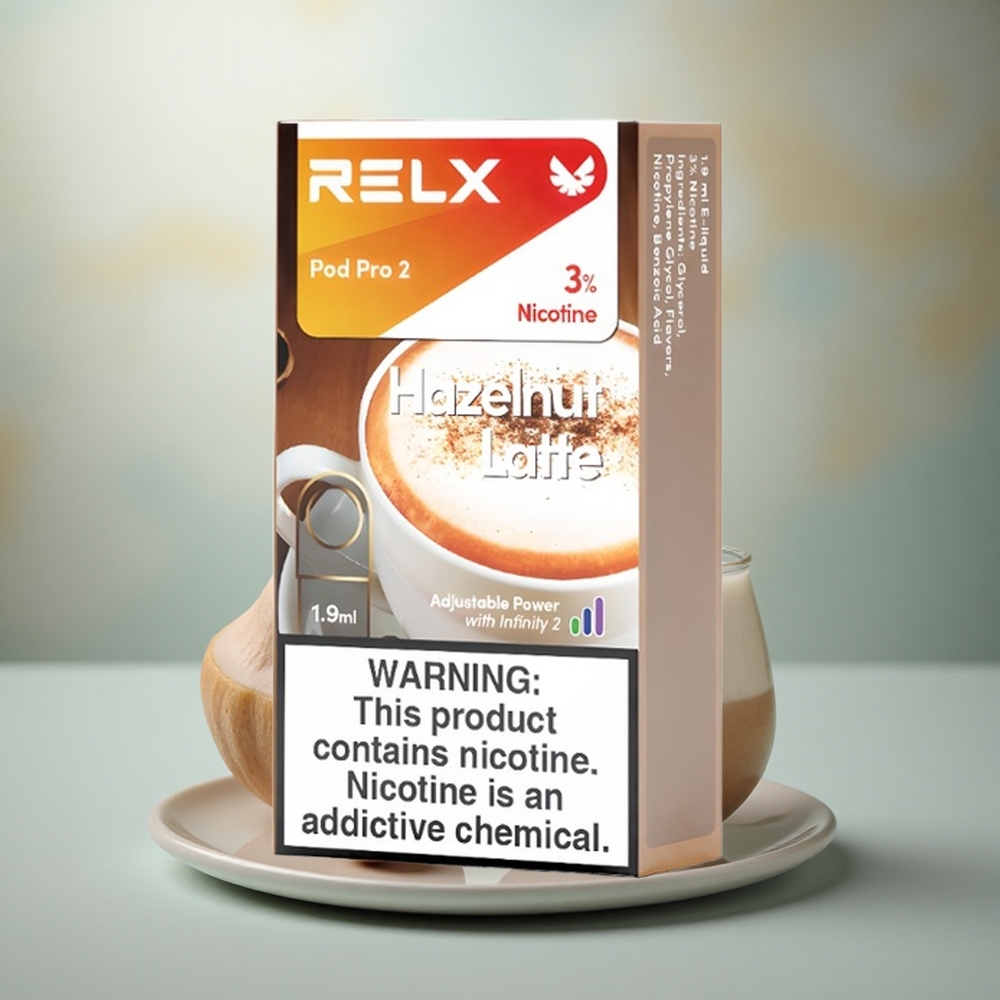 Relx Pod Pro 2 Vape Device Hazelnoot Latte 30mg/ml 1.9ml 3 Voltage Eco Smooth Boost 2/3 Pakjes