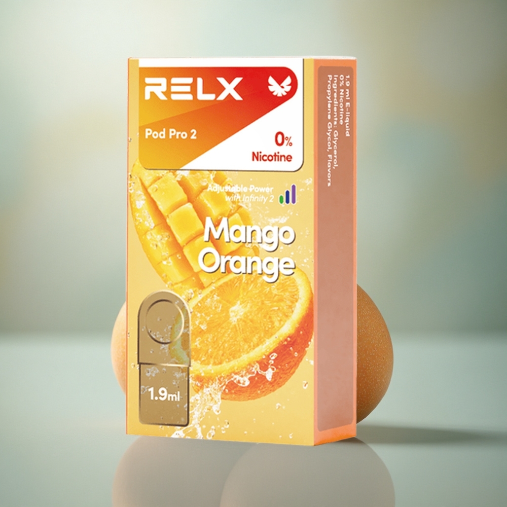 Relx Pod Pro 2 Vape Device Mango Sinaasappel 0mg/ml 1.9ml 2 pods/pack Eco Mode