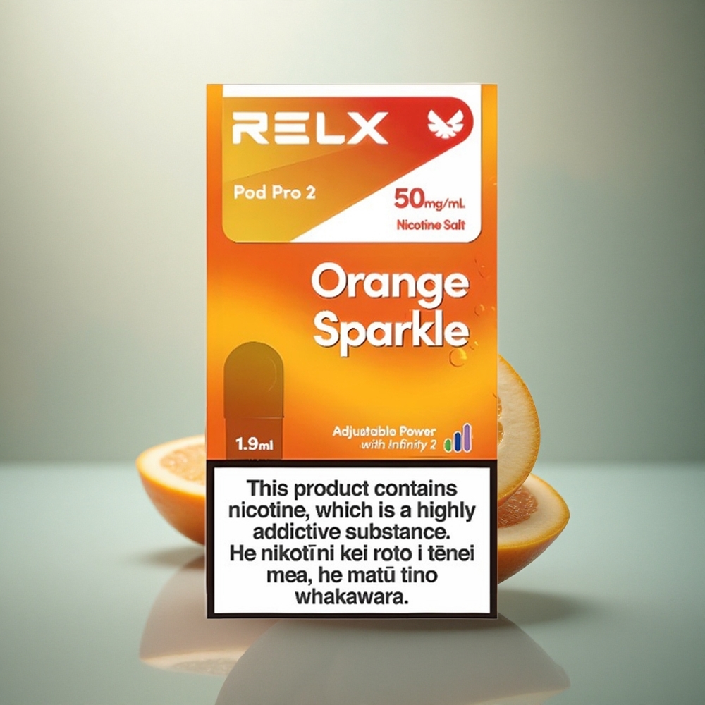 Relx Pod Pro 2 Vape Device Oranje Glans 50mg/ml met 1.9ml capaciteit en 3 voltage aanpassingen