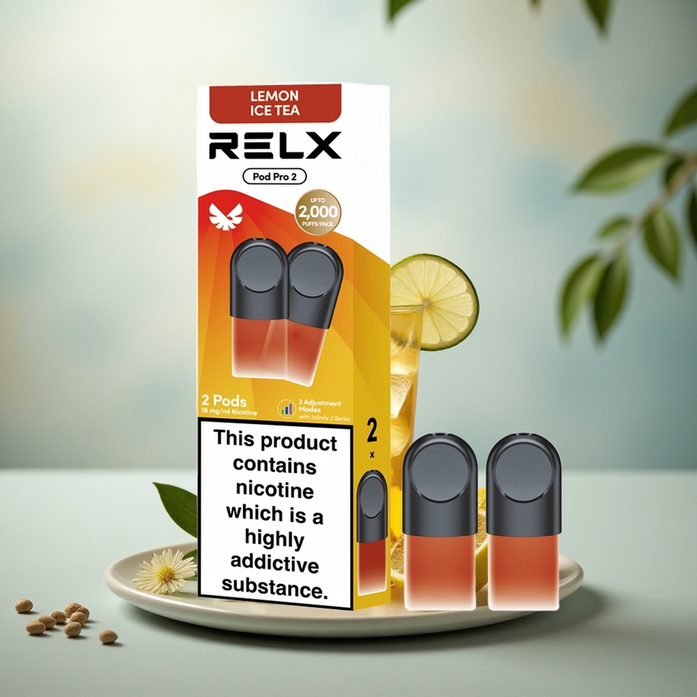 Relx Pod Pro 2 Vape Device Thee-Citroen IJsthee 18mg/ml 1.9ml - 3 Spanningsstanden (5.5W/6.5W/8W) - 2/3 Pods per Verpakking