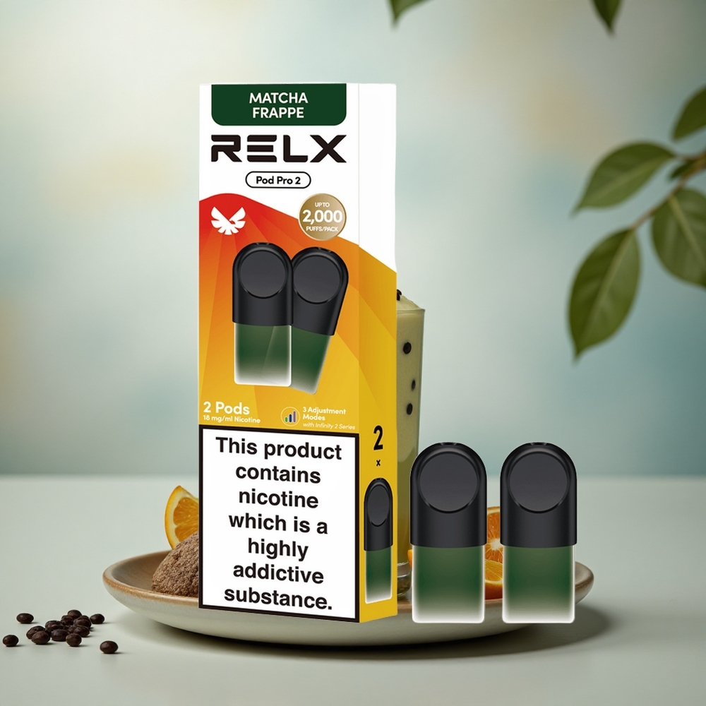 Relx Pod Pro 2 Vape Device Thee-Matcha Frappe Thee 18mg/ml - 1.9ml / 3 Stuks - Eco, Smooth, Boost