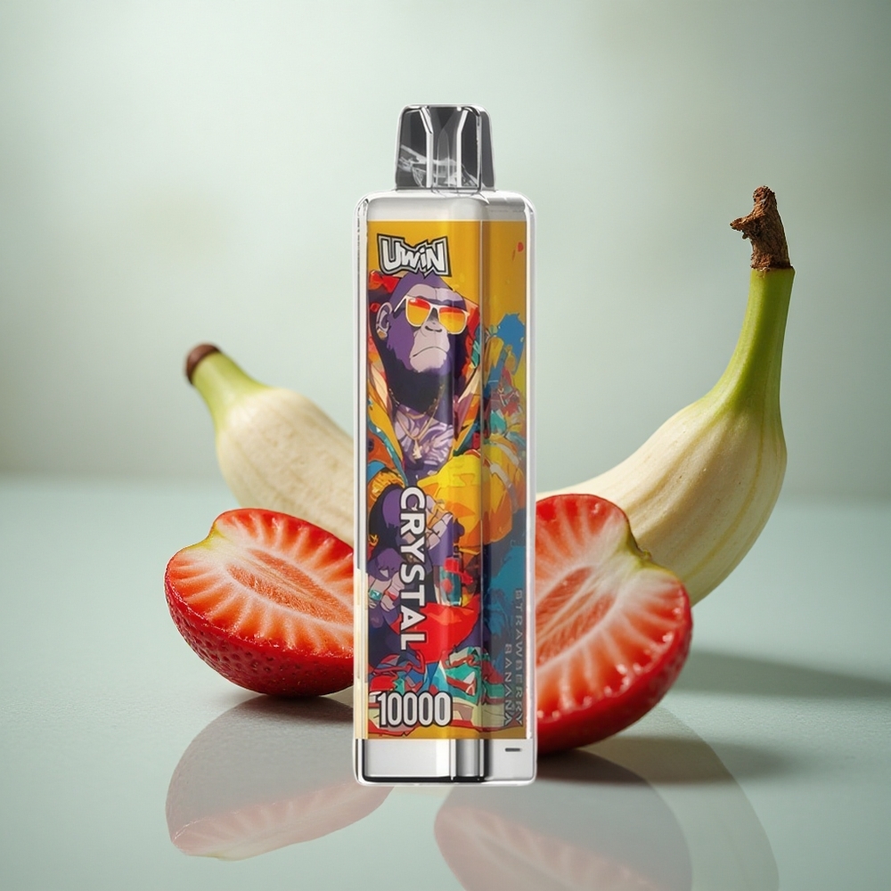 Uwin Crystal 10000 Puffs Aardbei Banaan RGB Verlichting 18ml Mesh Coil