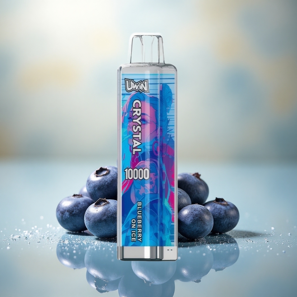 Uwin Crystal 10000 Puffs Blauwe Bes Op IJs Met RGB-Lichten En Mesh Spoel