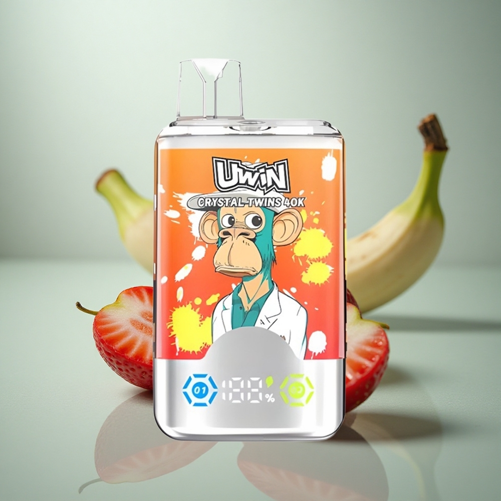 Uwin Crystal Twins 40000 Puffs Aardbei Banaan Liefde 66 Duale Smaak Type-C Opladen