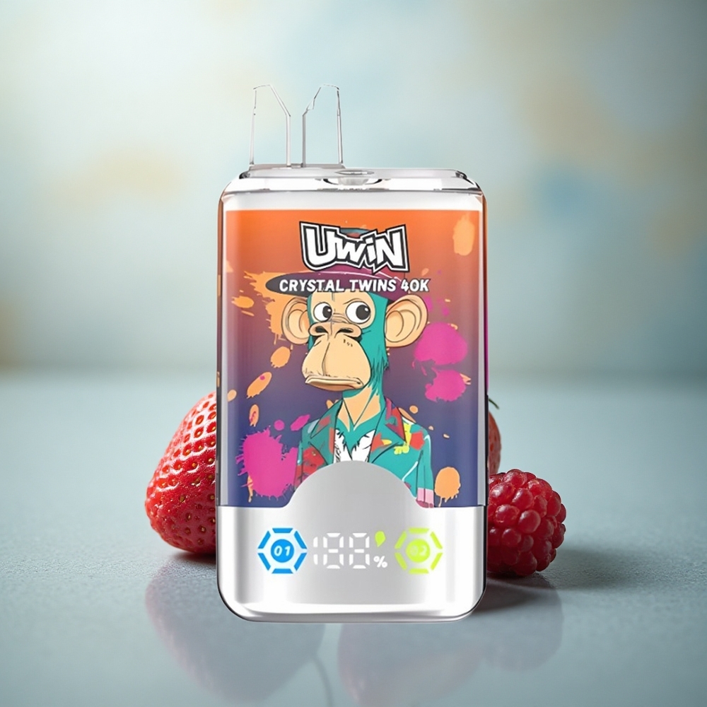 Uwin Crystal Twins 40000 Puffs Aardbei Framboos Kers Mr Blauw Dubbel Smaak Oplaadbaar