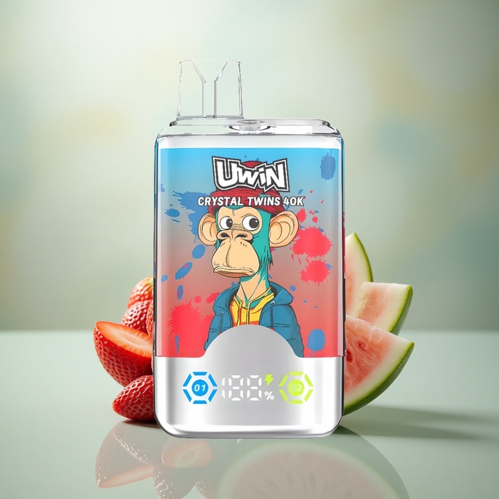 Uwin Crystal Twins 40000 Puffs Aardbei Watermeloen Citroen Limoen 2 Smaaksystemen 32ml Oplaadbaar