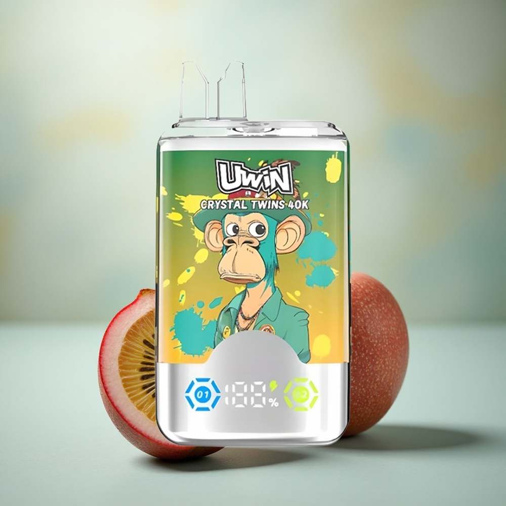 Uwin Crystal Twins 40000 Puffs Kiwi Passievrucht Guava Twee Appel Duale Smaak Oplaadbaar Mesh
