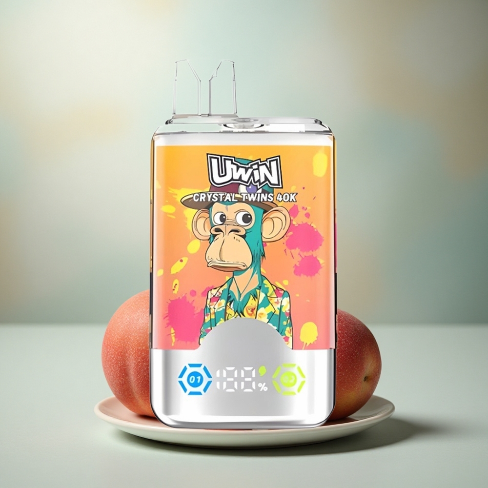 Uwin Crystal Twins 40000 Puffs Perzik Mango Ananas Rode Stier Dubbele Smaak Oplaadbaar