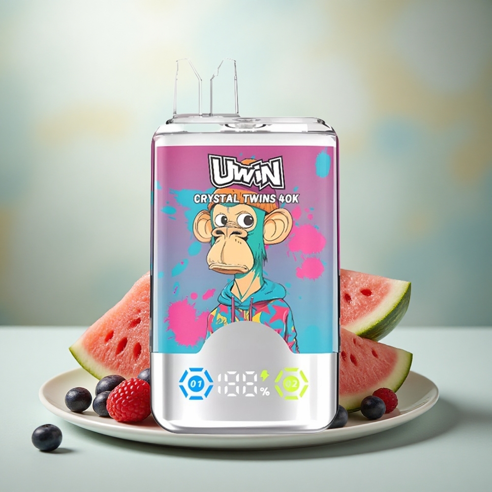 Uwin Crystal Twins 40000 Puffs Watermeloen IJs Gemengde Bessen Dubbel Smaak 32ml Oplaadbaar